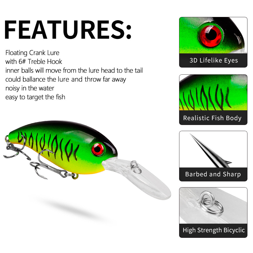 1Pcs Crankbait เหยื่อตกปลาทะเล - Fishing Equipment Deals บทวิจารณ์และราคา