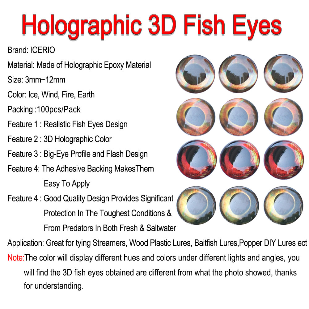 ICERIO 100PCS Holographic 3D 4 - Fishing Equipment Deals บทวิจารณ์และราคา